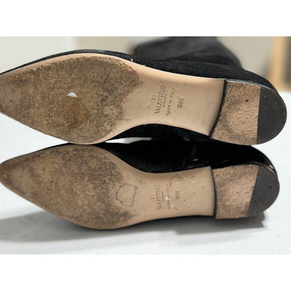 Valentino Garavani Italian Soft Suede Tall Boots Bow Detail 36 1/2 US 6 - Picture 4 of 12